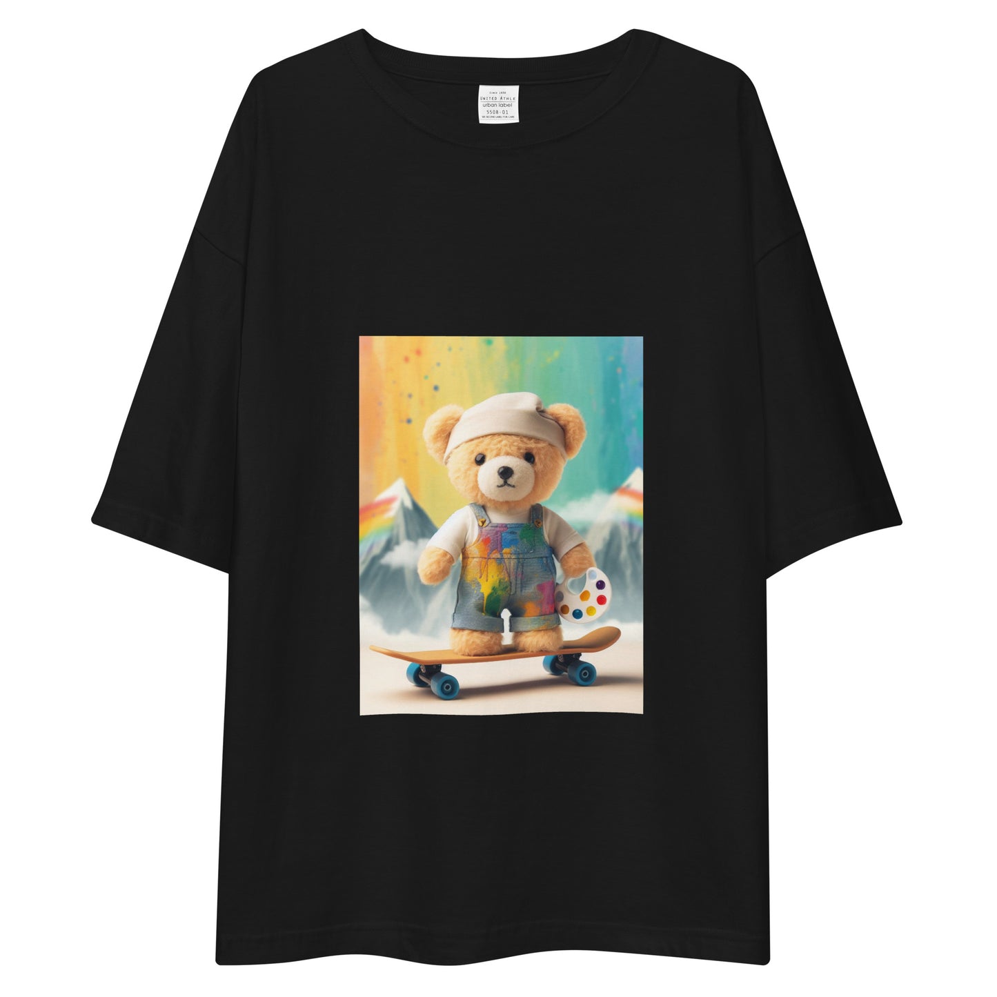 Rainbow Horizon Bear T-Shirt Black - ROSE Society