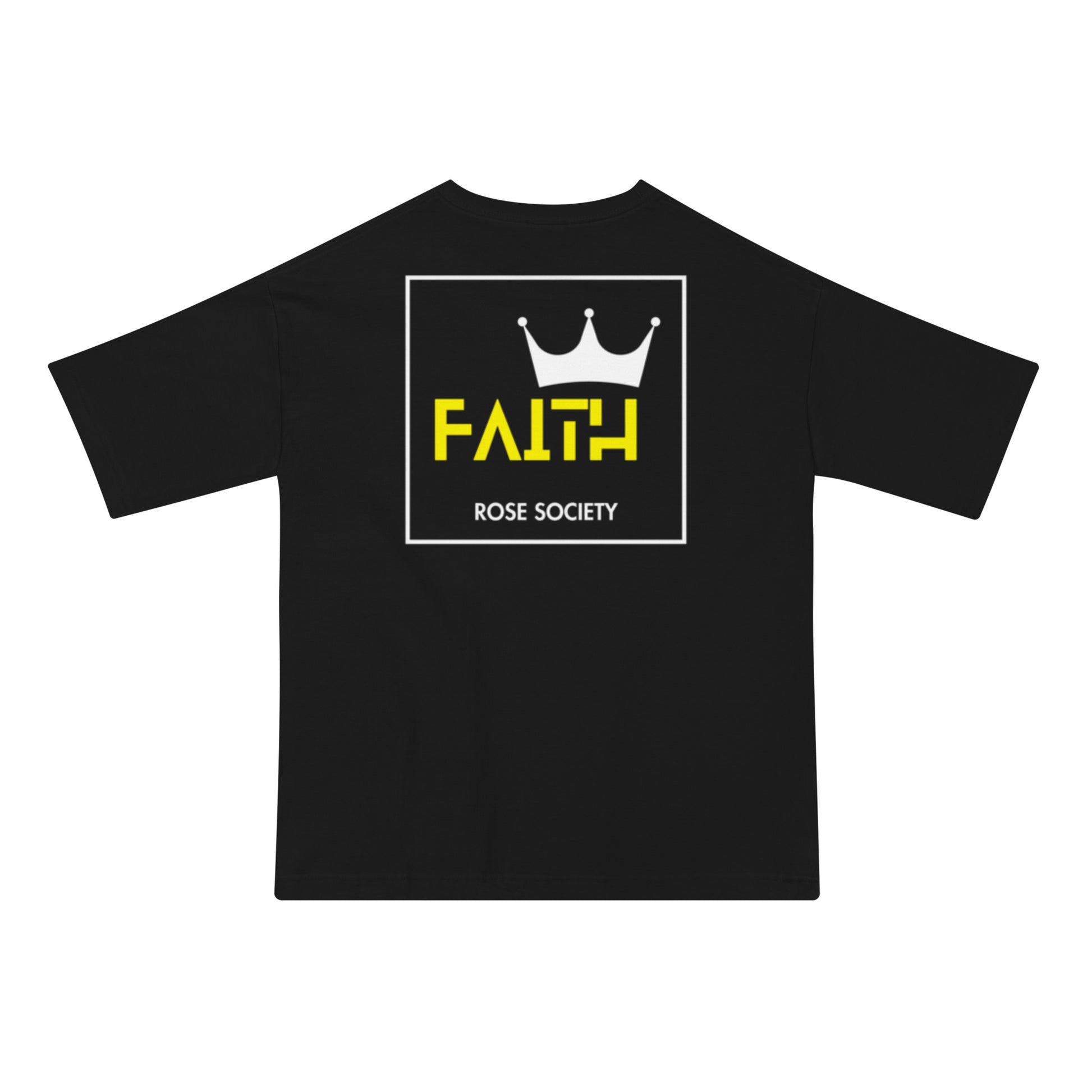 Crowned Faith (Yellow) T-Shirt Black - ROSE Society